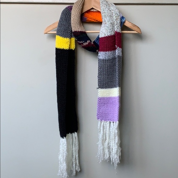$20/2 Color-blocking Scarf Unisex Cable Knit - Picture 4 of 9